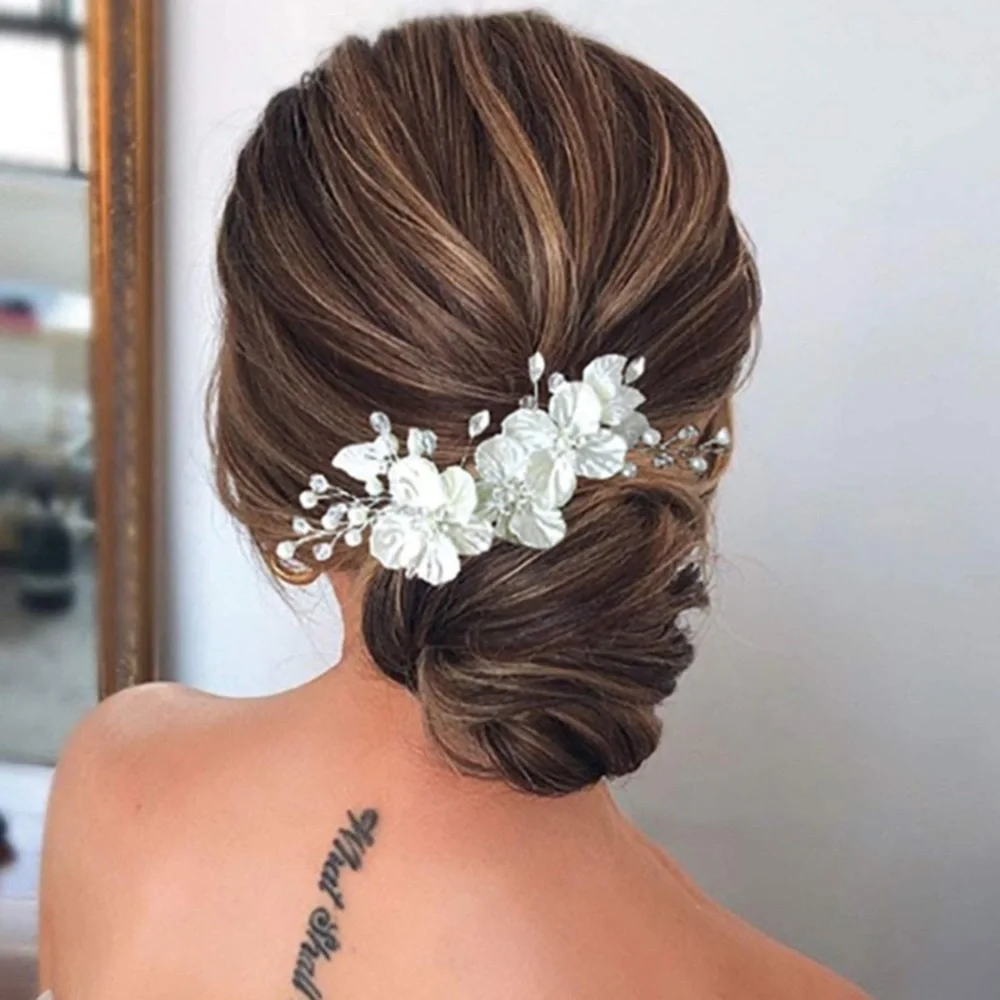 Bridal Crystal Pearl Flower Hair Clip Floral